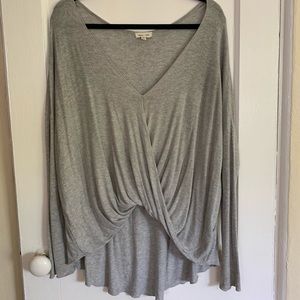 Silence + Noise Gathered Front Knit Blouse
